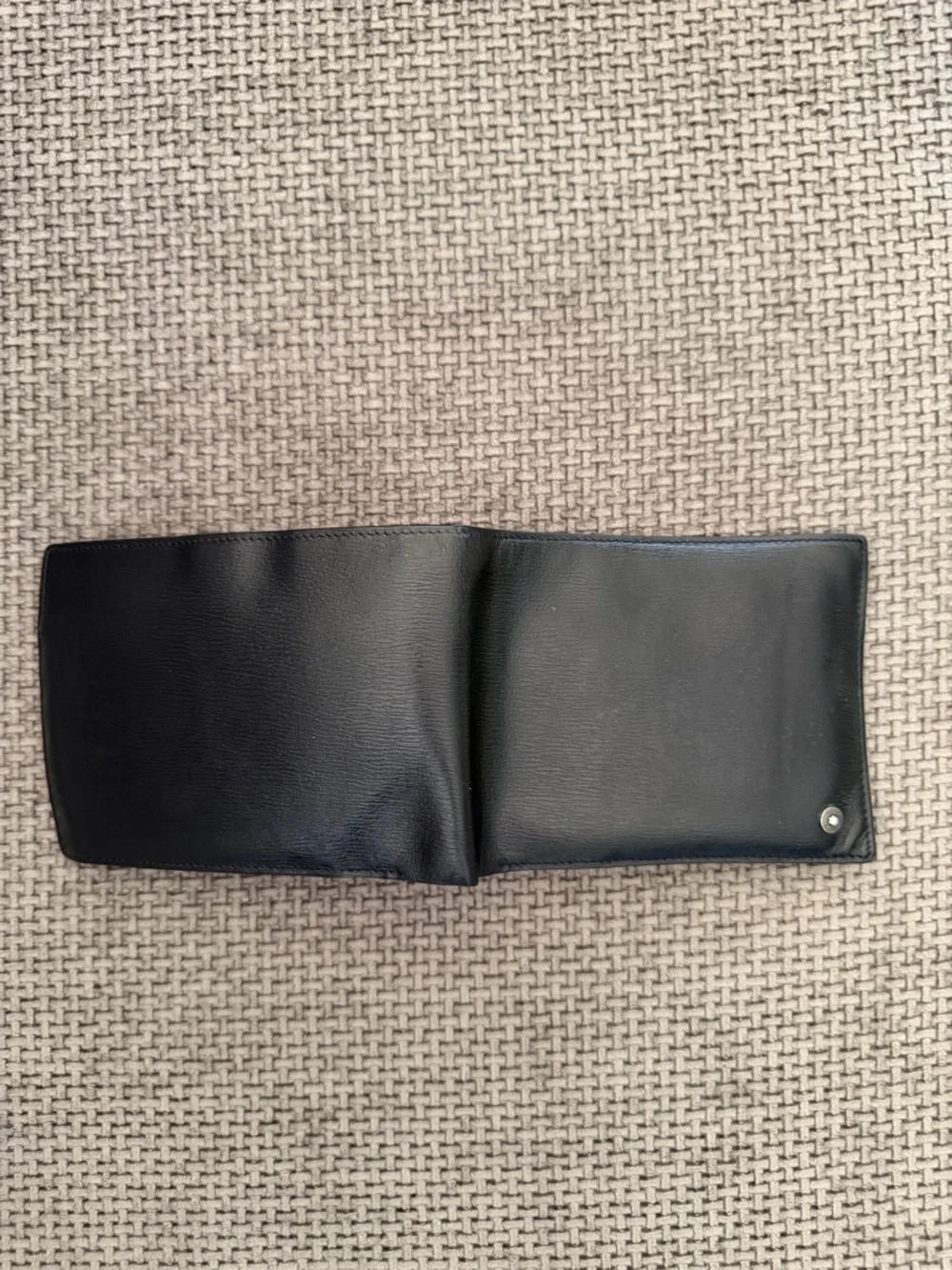 Montblanc Black Leather Bifold Wallet Snap Coin Pocket & Original Box Minimalist
